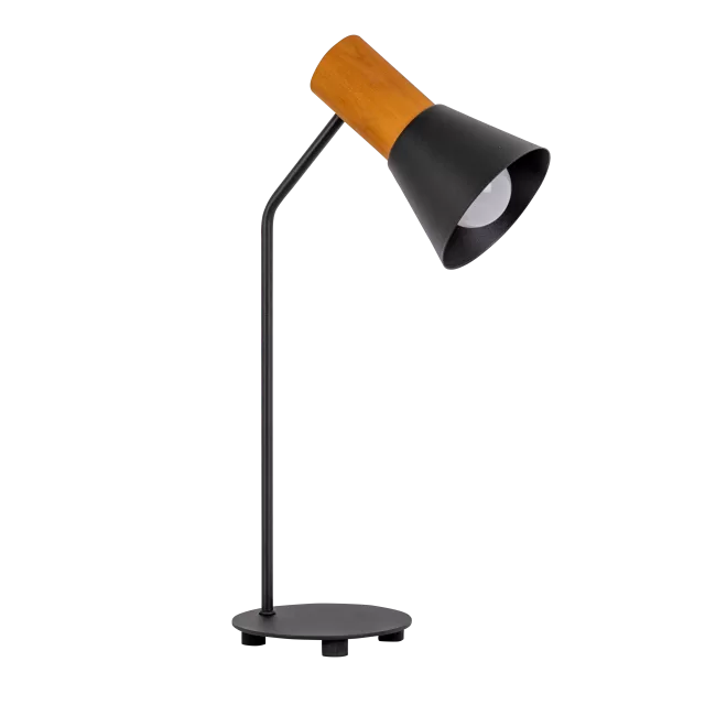 LAMPARA ESCRITORIO C/ PANTALLA EMBUDO METAL/MADERA 1L