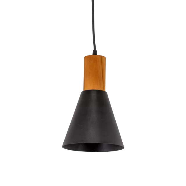 COLG C/ PANTALLA EMBUDO METAL/MADERA 1L