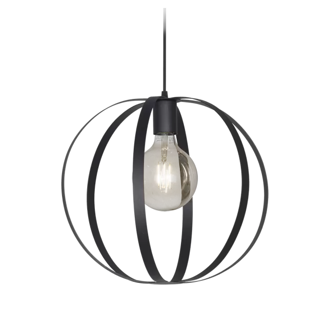 COLGANTE CIRCULAR DE FLEJES 1 LUZ NEGRO