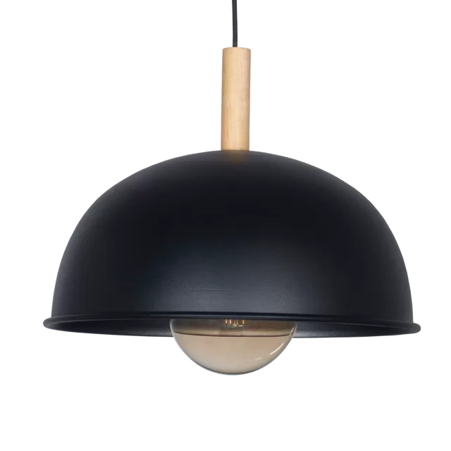 COLGANTE MEDIA ESFERA DE ALUMINIO CON DETALLE EN MADERA 1L
