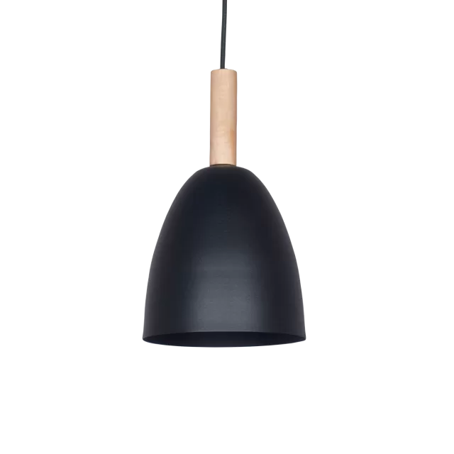 COLGANTE OVI DE ALUMINIO CON DETALLE EN MADERA 1L