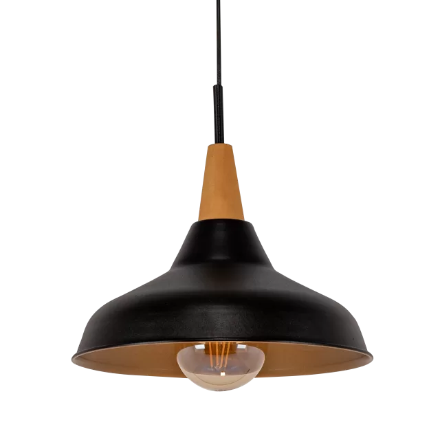 COLGANTE CHAPA/MADERA CONO 1L INT ORO MATE