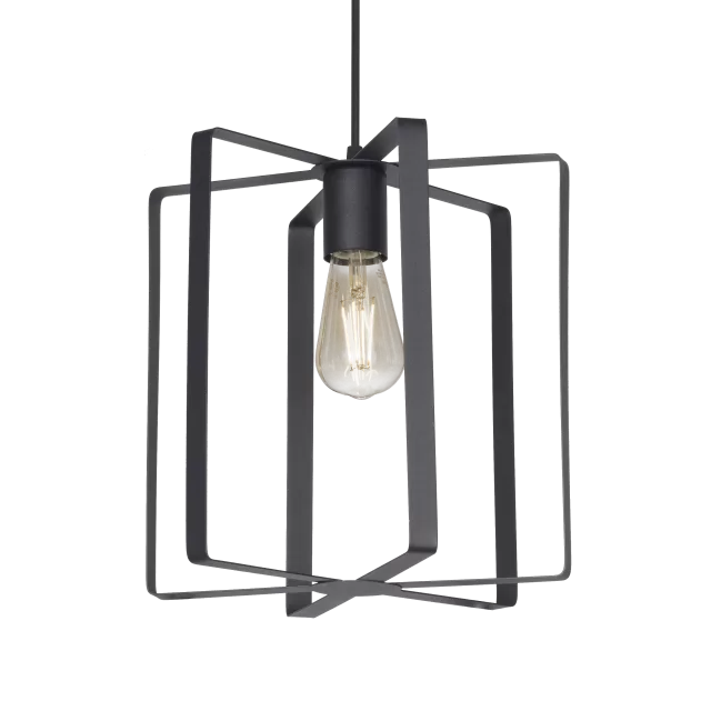 COLGANTE CILINDRO DE FLEJES 1 LUZ NEGRO