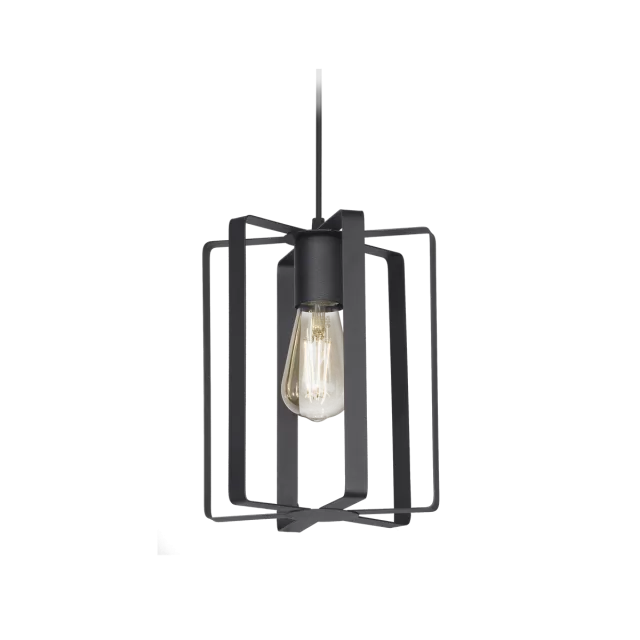 COLGANTE CILINDRO DE FLEJES MINI 1 LUZ NEGRO