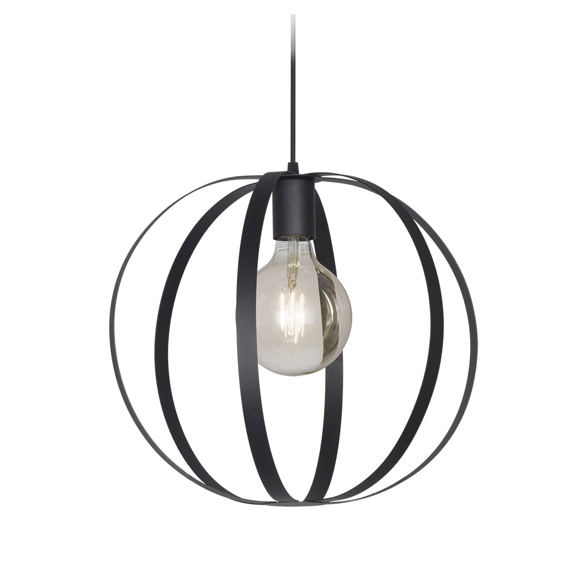 COLGANTE CIRCULAR DE FLEJES 1 LUZ NEGRO